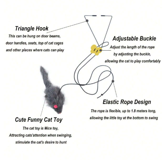 1pcs Adjustable Hanging Cat Toy - Interactive Teaser for Playful Fun US STOCK