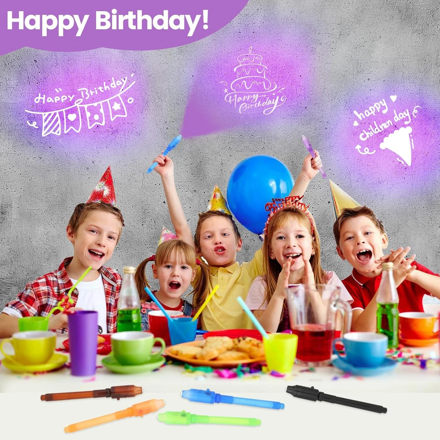 4PCS Invisible Ink Spy Pens marker with built in UV black light for escape rooms