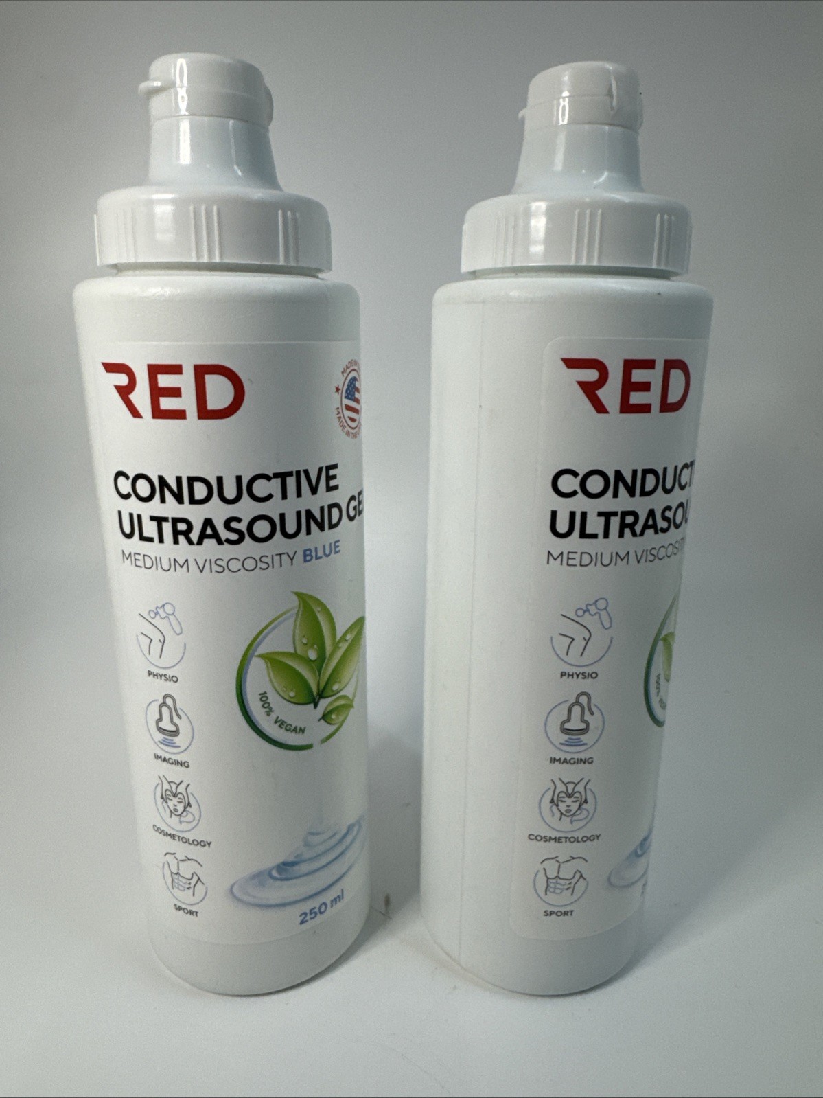Lot Of 2 RED Conductive Ultrasonic GEL, Baby Doppler,Cavitation 2 x 250ml