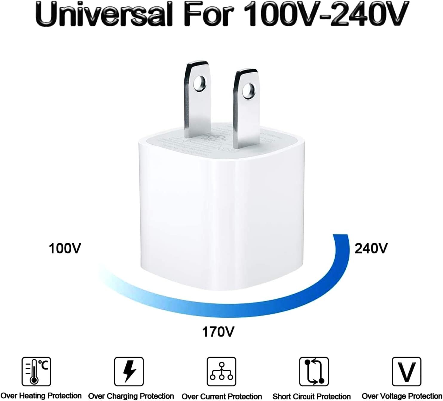 White 1A USB Power Adapter AC Home Wall Charger US Plug FOR iPhone 5 6 7 8 LOT
