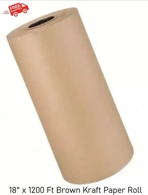 18" x 1200 feet Brown Kraft Paper 30 lb Basis Weight Roll Packaging Shipping NEW
