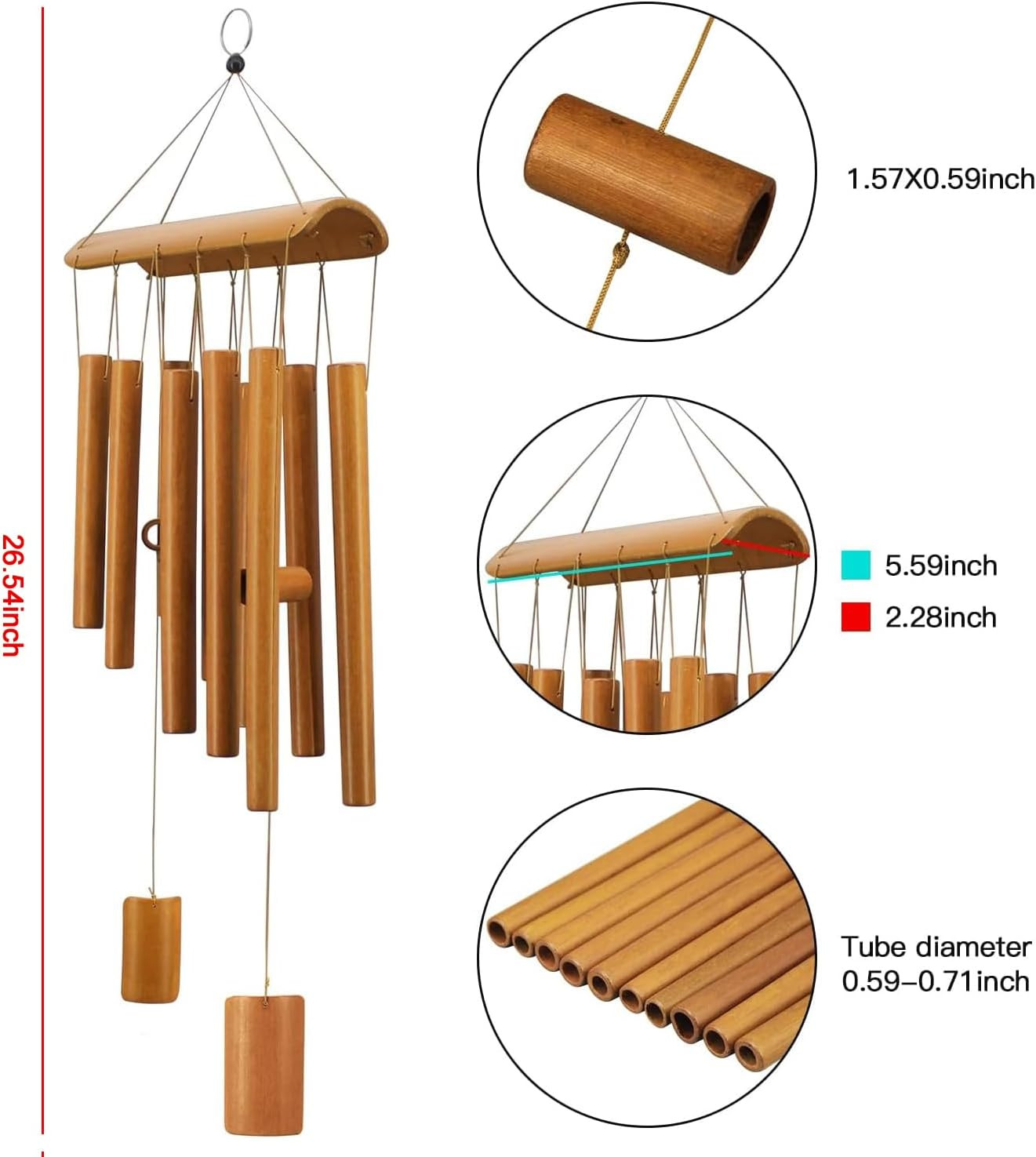 Windchimes Outdoors, Memorial Wind Chimes, Bamboo Wind Chimes for outside Cleara