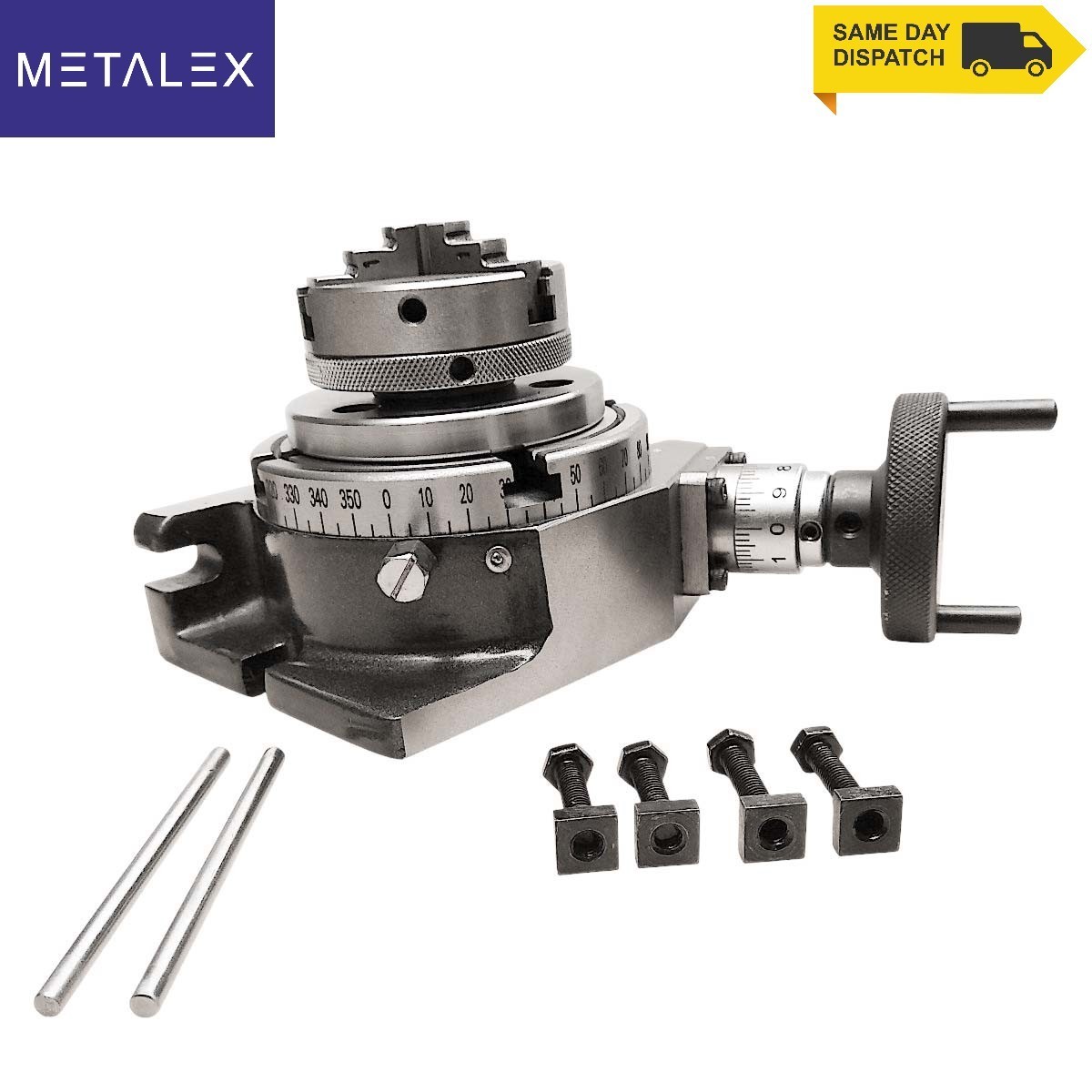 New Rotary Table Horizontal Vertical With 65mm 3 Jaw Lathe Chuck Backplate USA