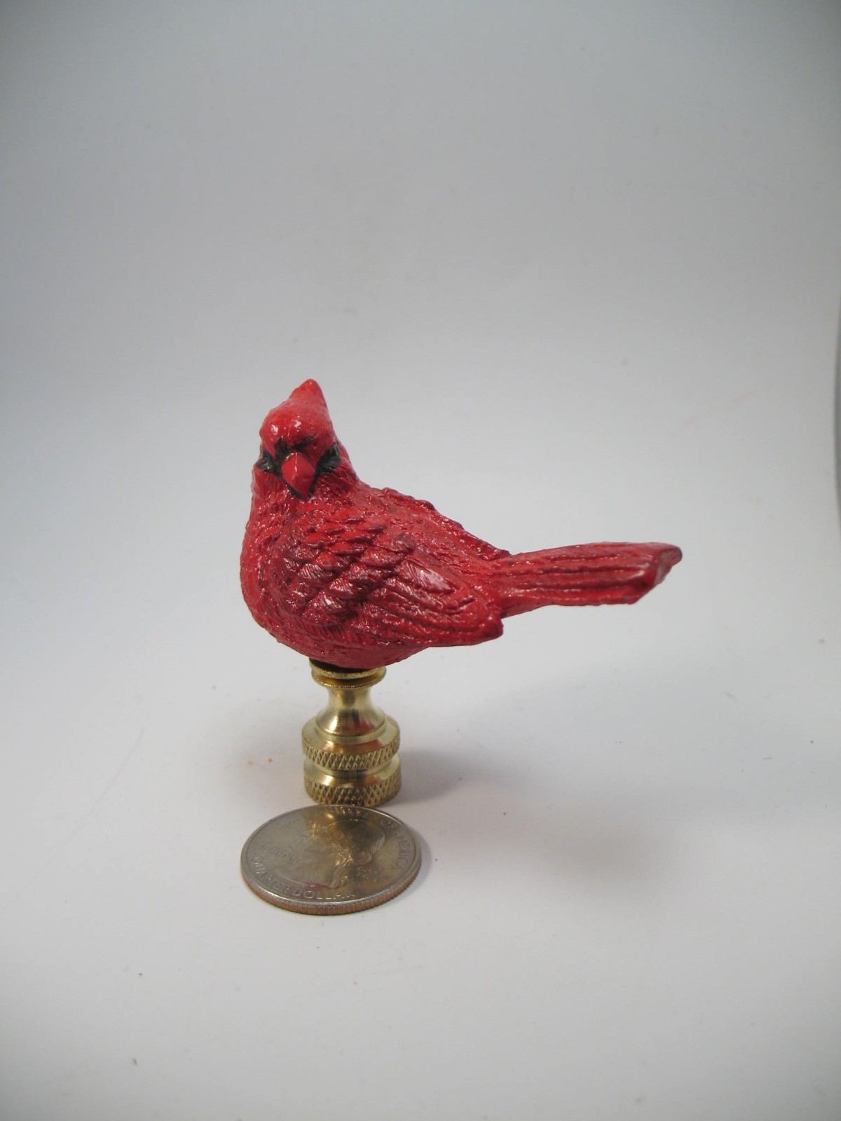 Lamp Finial Red Bird Cardinal Brass Hardware 46BD