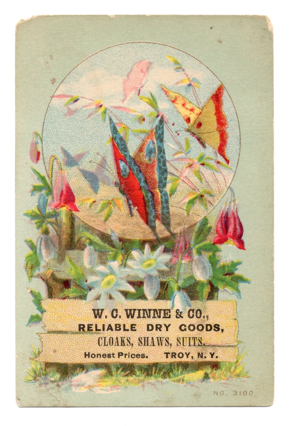 C1880-90s - W. C. Winne & Co Cloaks Suits Troy NY Trade Card - XL2T