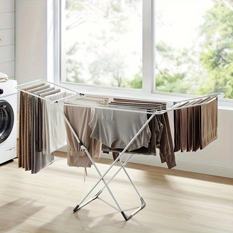 Foldable Two-Tier Laundry Drying Rack, Large Free-Standing Design with Adjustabl