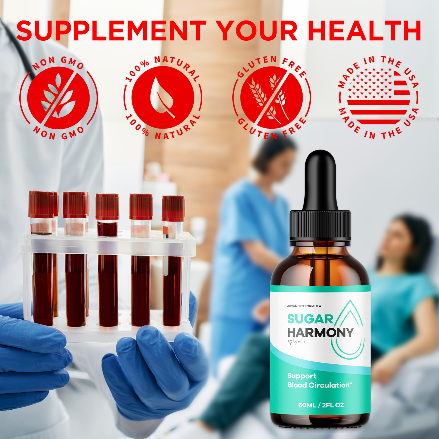 (5 Pack) Sugar Harmony Blood Support Drops Advanced Vitamin Supplement 150 Servs
