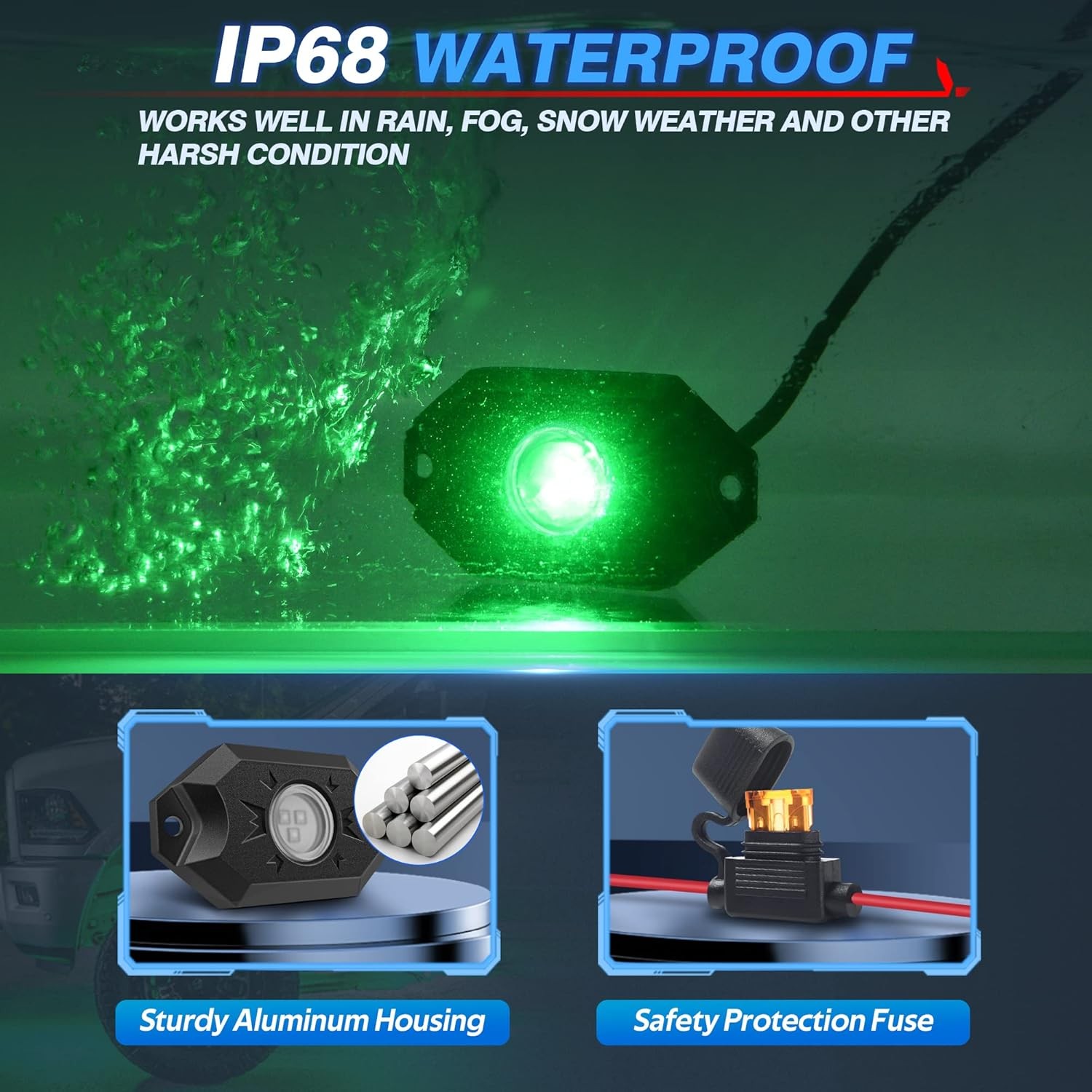 ​Under Car Light Kit RGB LED Rock Lights 8 Pods Bluetooth Controller - Amazing!