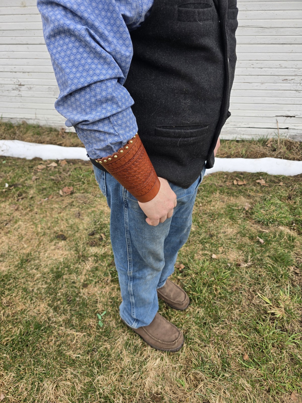 Leather Cowboy Old West Ranching Wrist Cuffs Hand Made In The USA.
