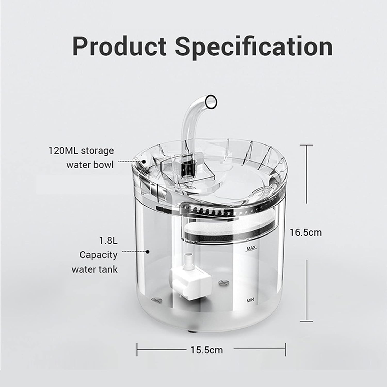 Cat Water Fountain Stainless Steel 61oz/1.8L Automatic Pet Dog Water Fountain