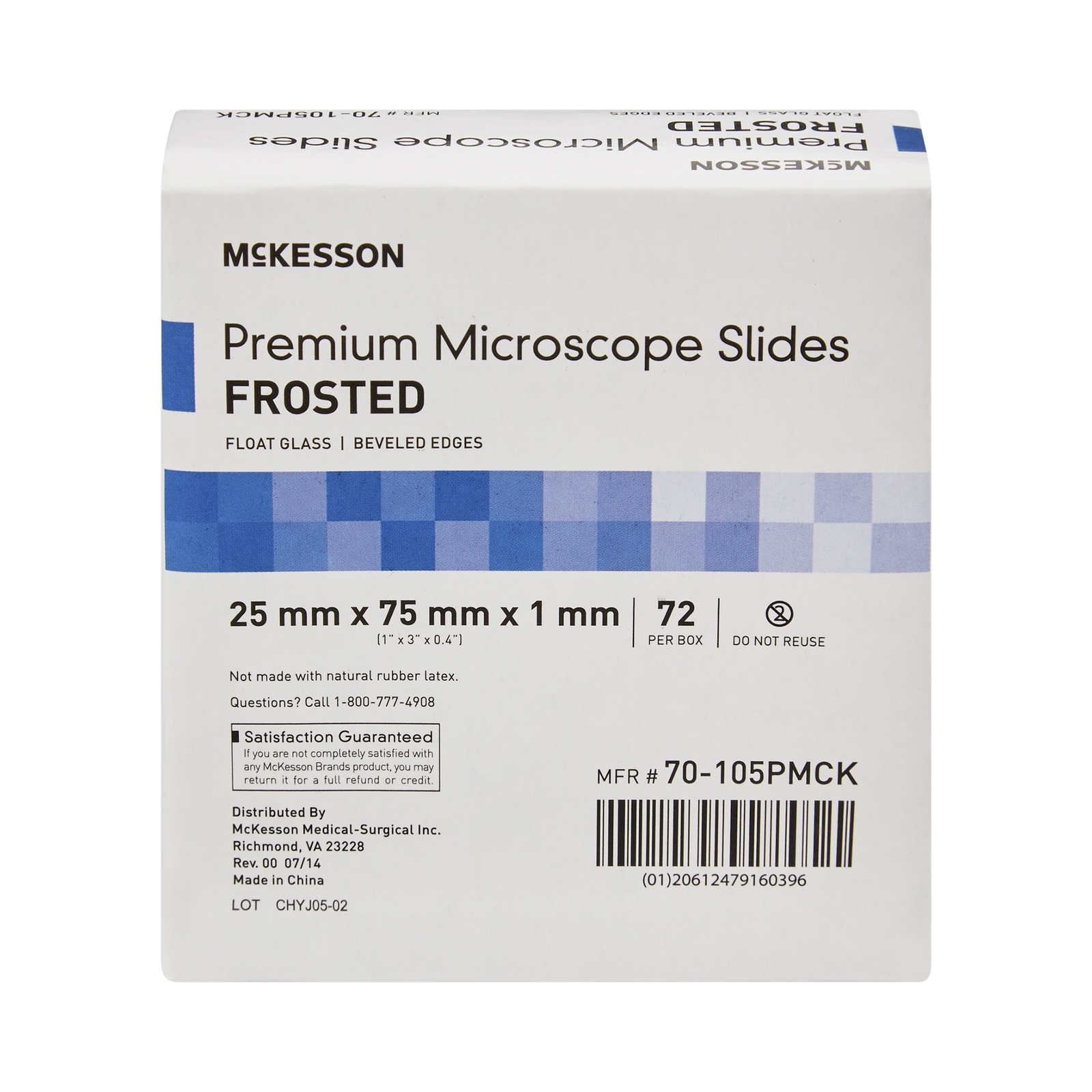 McKesson Glass Microscope Slides 25 X 75 X 1 mm Frosted End 72 pcs