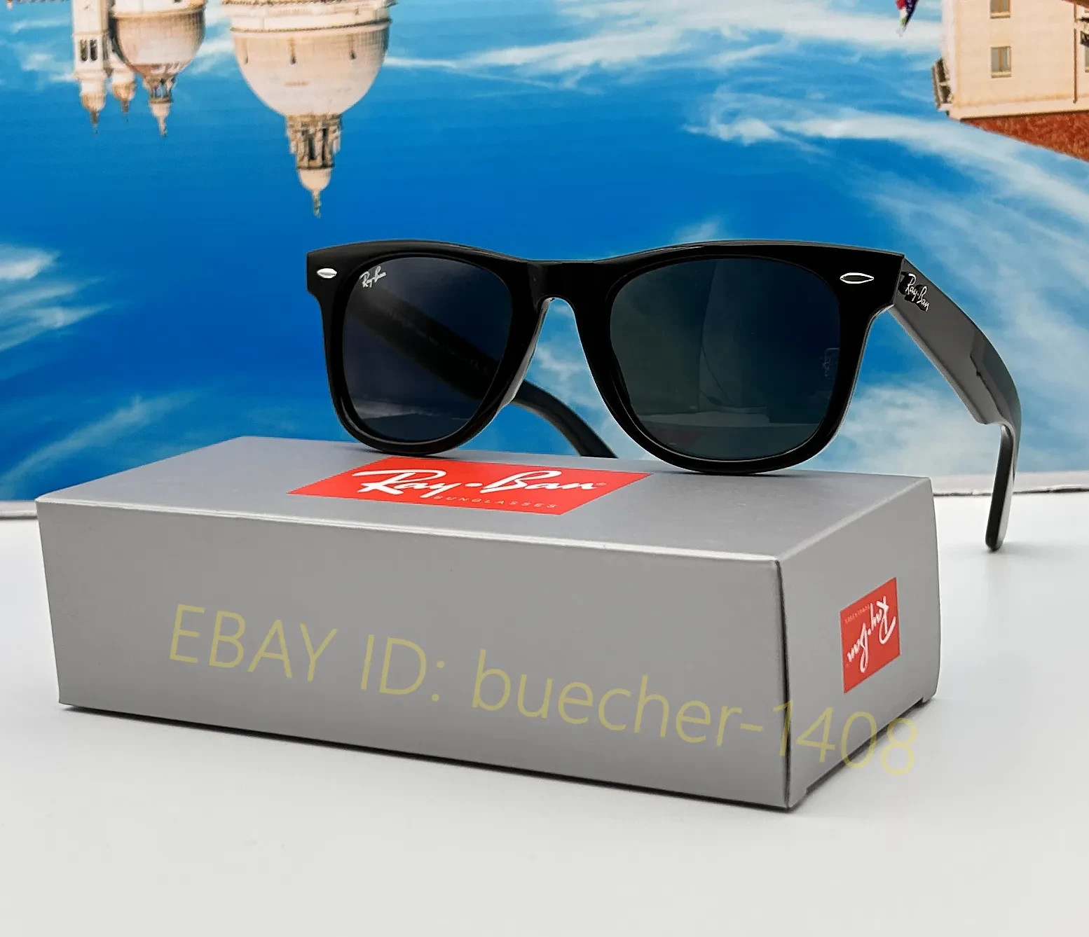 Ray-Ban RB2140 Wayfarer Sunglasses Black Frame Grey Lens 50mm Classic Men Women