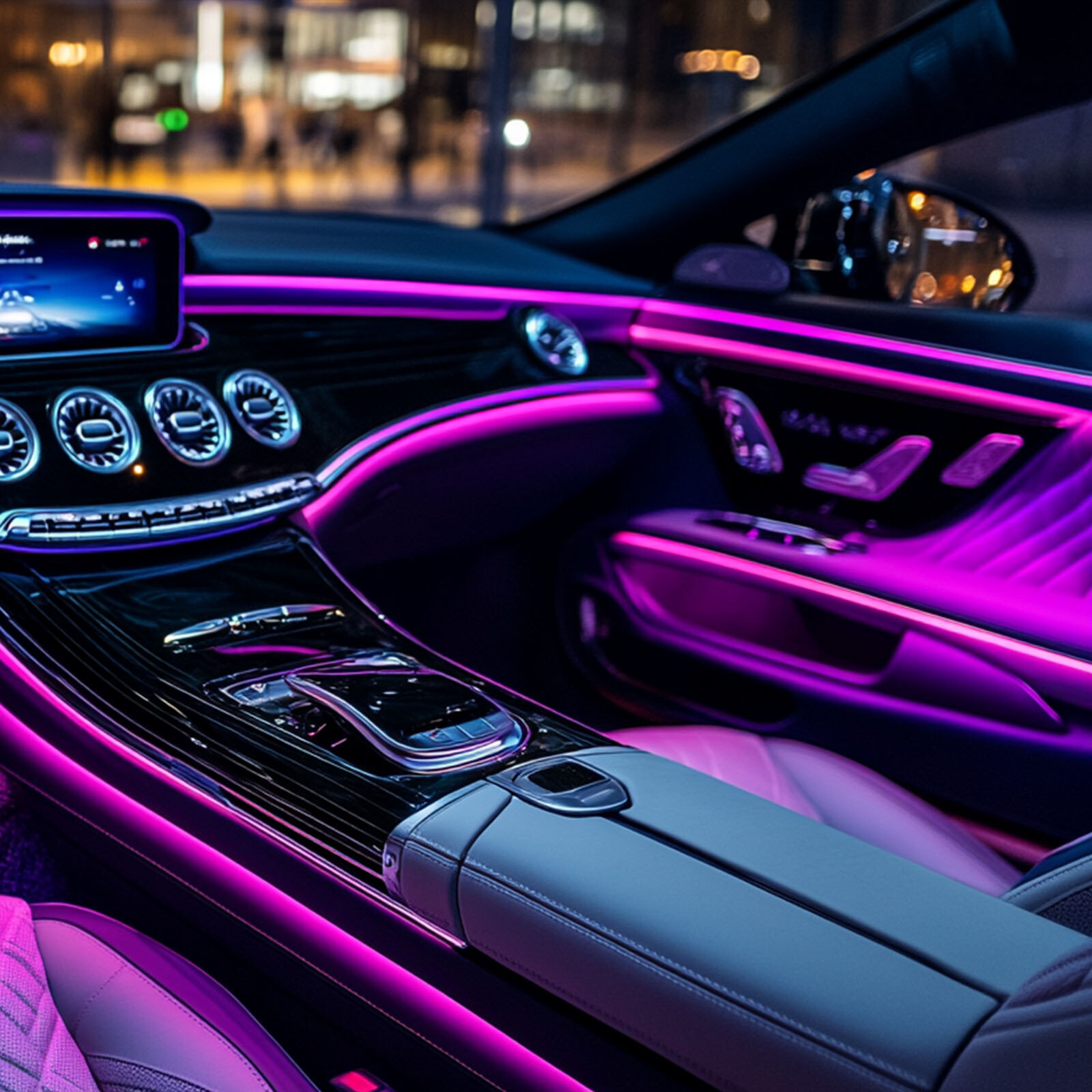 RGB 10-in-1 Interior Car LED Strip Light Neon Ambient Light Kit Fiber Optic Tube