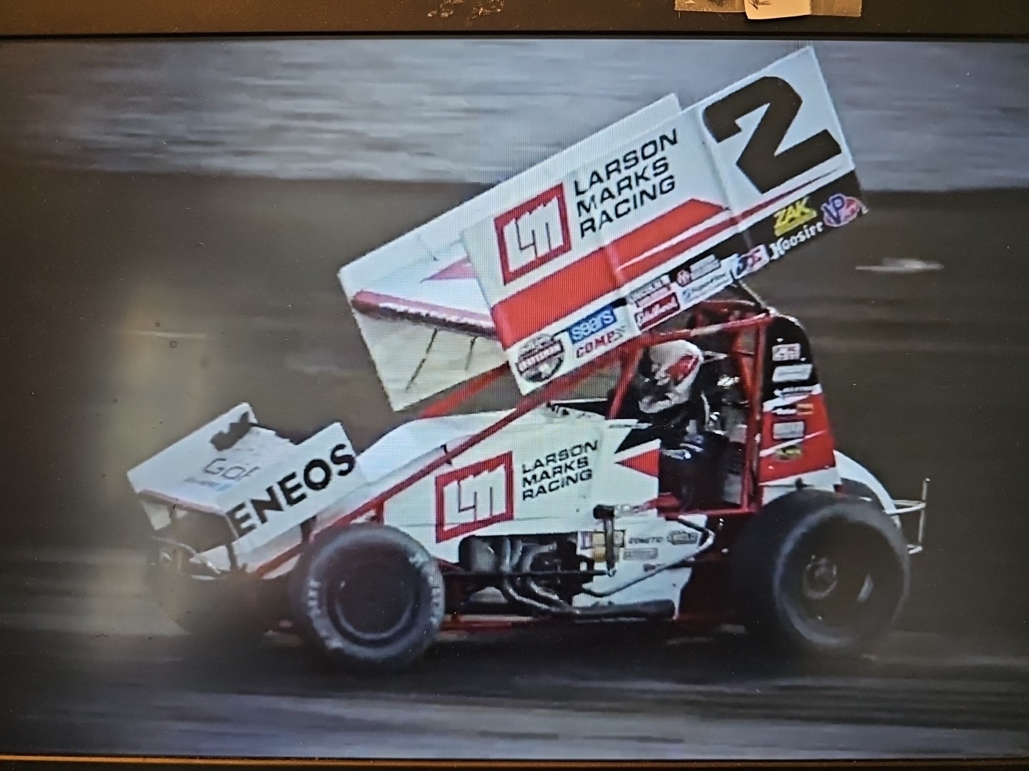 Signed Shane Stewart #2 Larson Marks Racing WoO Race Used Sprint Car Panel