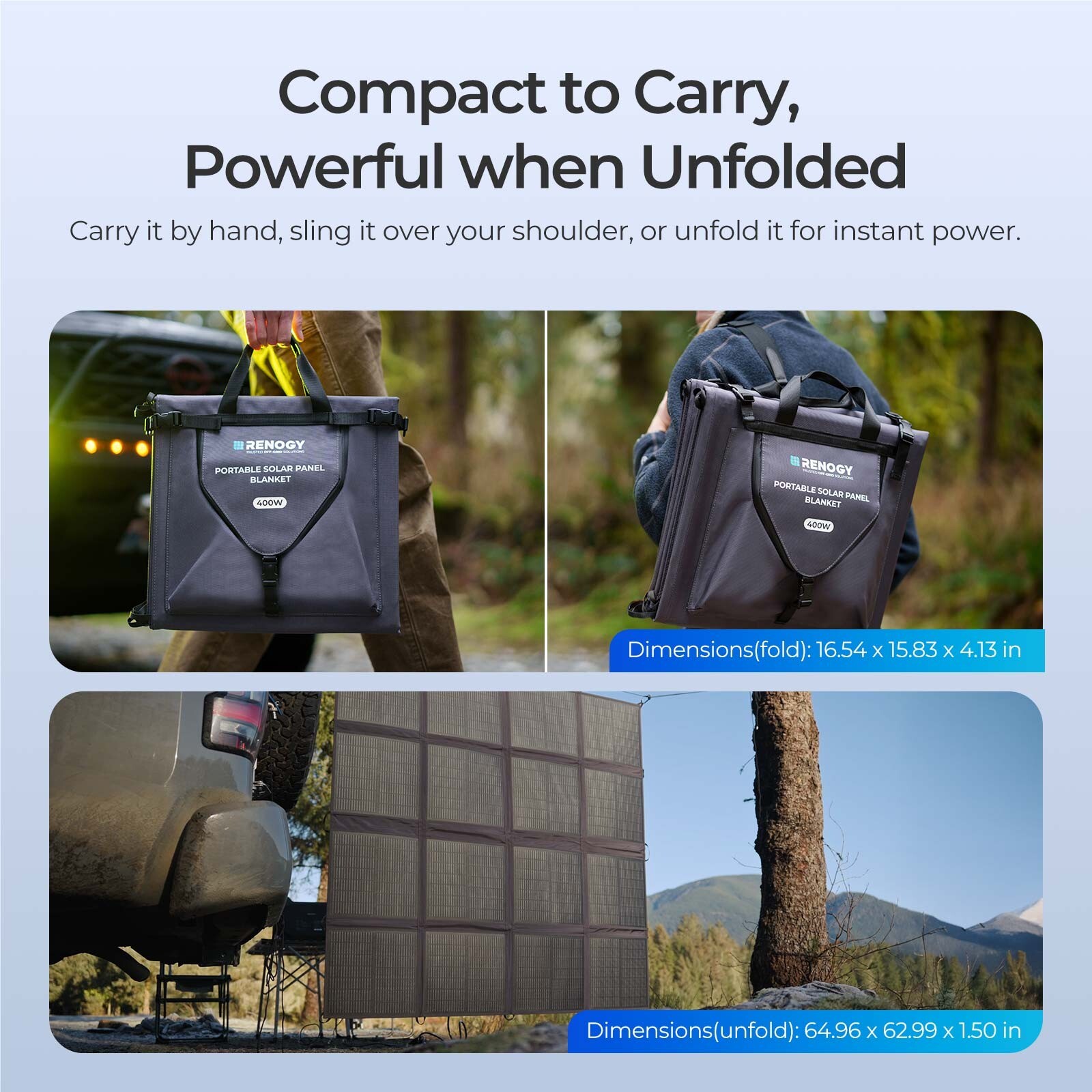 Renogy 400W Solar Panel Blanket Portable Solar Suitcase Foldable Solar Panel