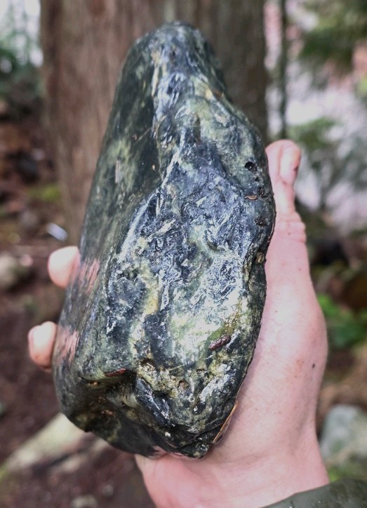 Nephrite Jade Rough Raw Green Rock Stone Washington State North Cascades Green