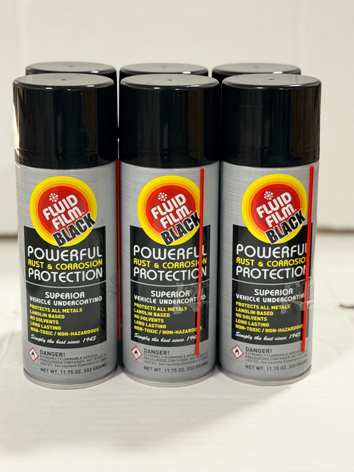 Fluid Film AS11B Black Undercoating Spray Rust Inhibitor Protection Black 6-Pack