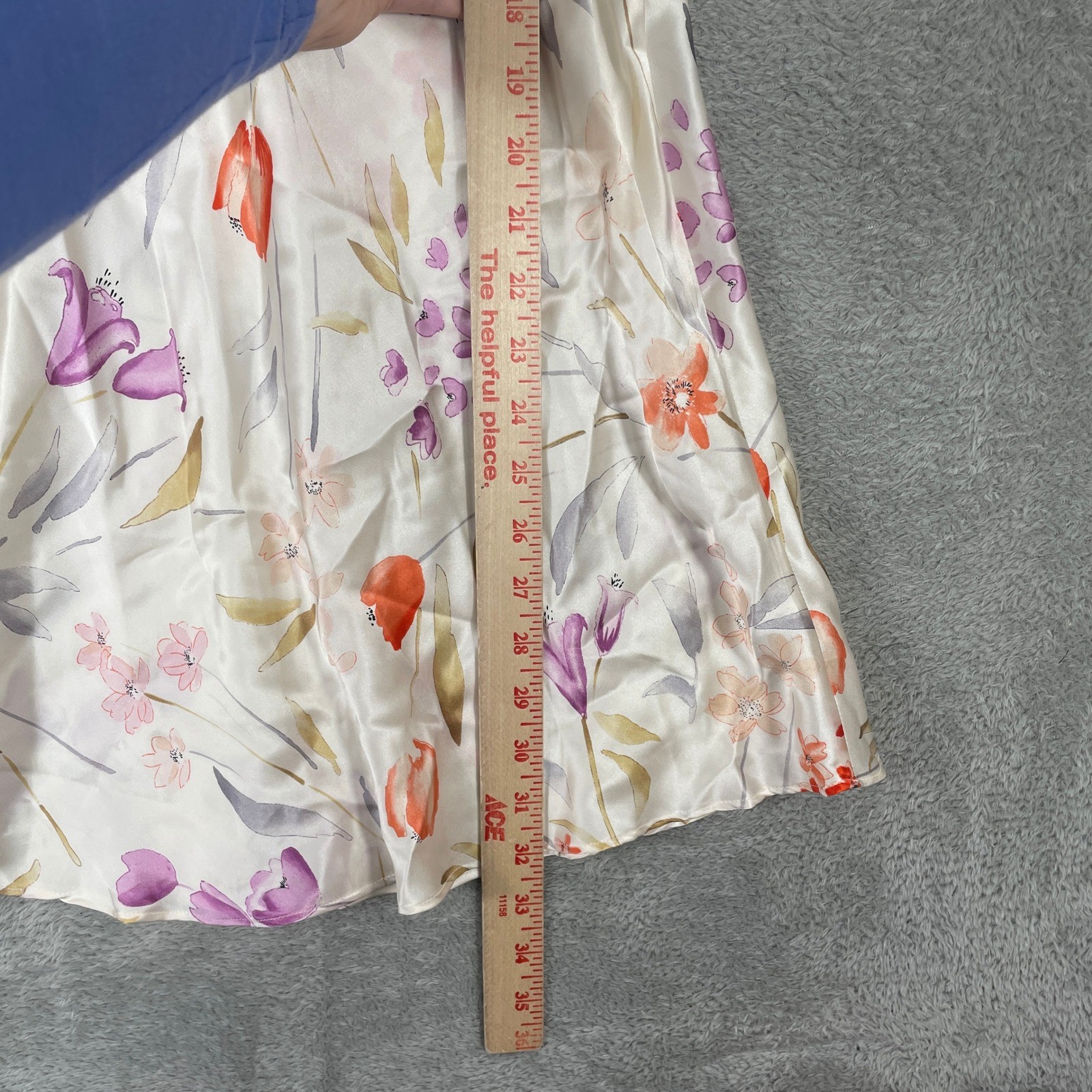 August Silk Slip Dress Womens Small Cream Floral 100% Silk Intimates Chemise 90s