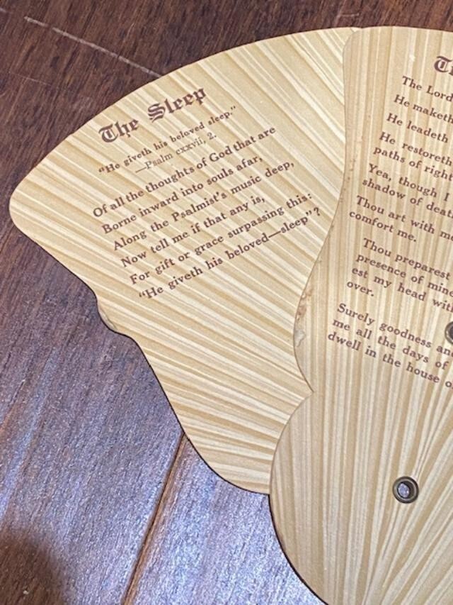 Vtg Church 23rd Psalm Fan Hand Held 1950s