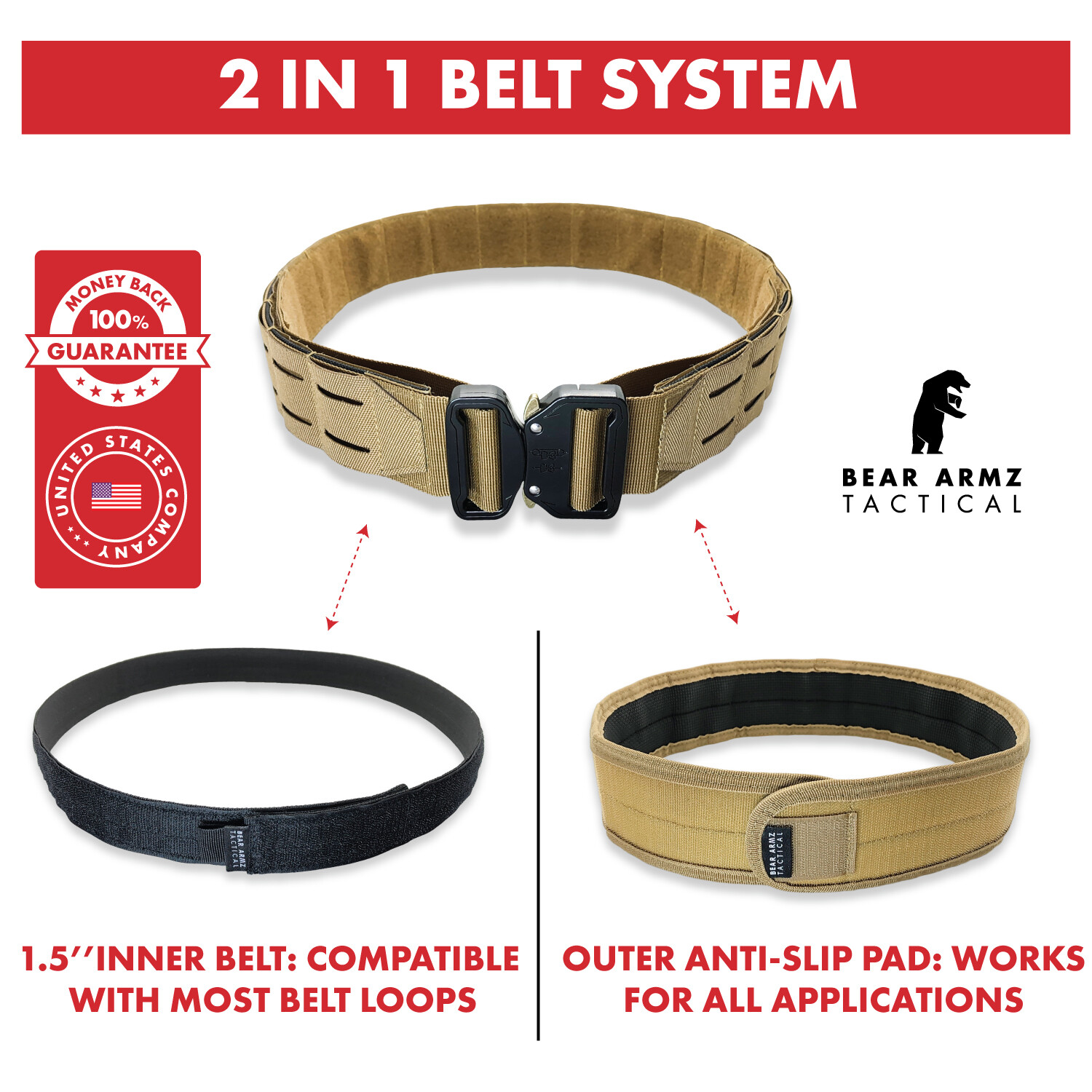 Bear Armz Tactical Battle Belt | Molle Riggers Belt | War Belt | Heavy Duty Pad
