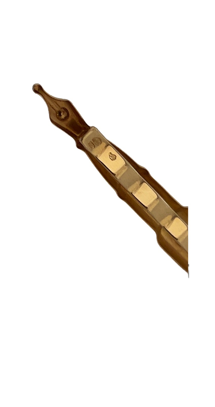 Unique Gold tie clip miniature fountain pen in yellow and white gold France