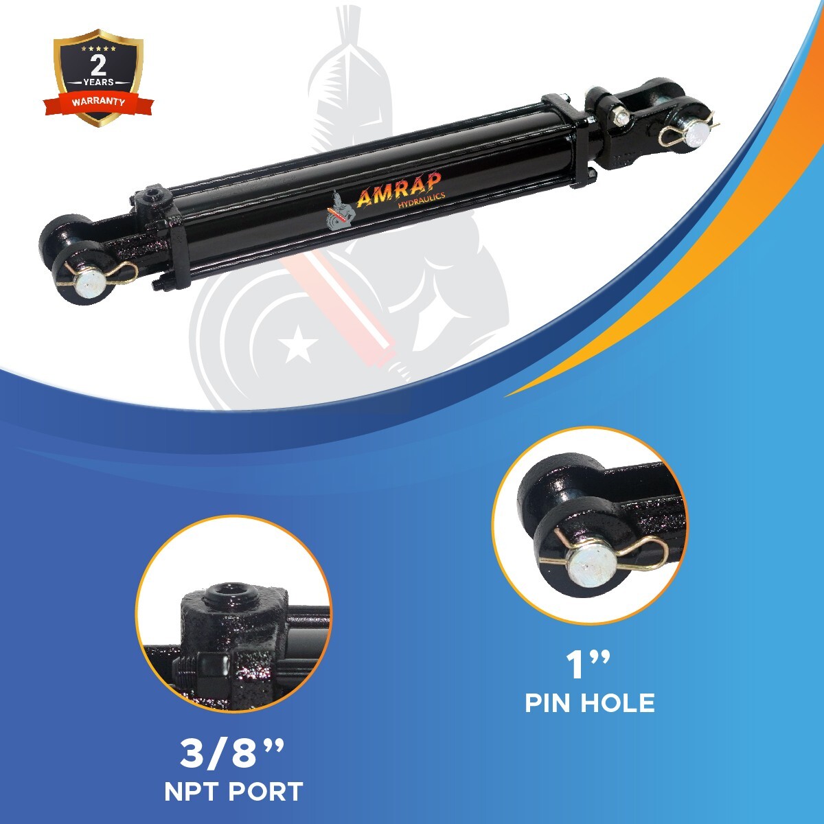 2x16 Hydraulic Cylinder 2" Bore 16" Stroke Double Acting Tie-Rod Cylinder