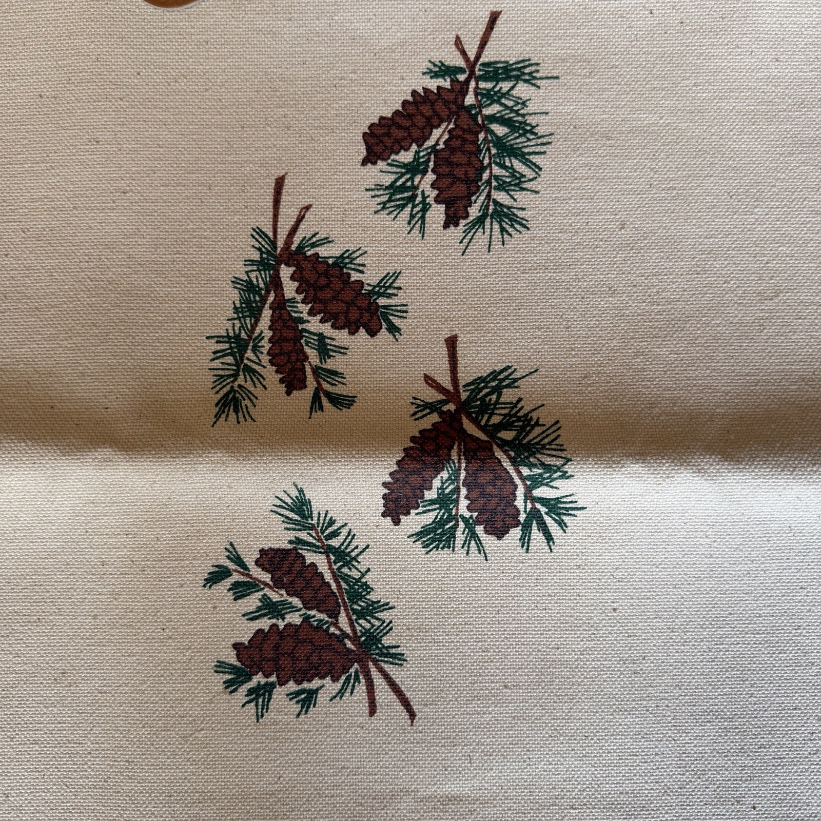 L.L.Bean Canvas Firewood Holder Carrier Pine Cone Design Leather Handles Vintage