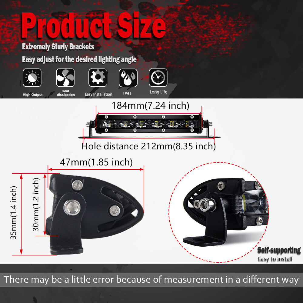 7-50'' Single Row Straight / Curved LED Light Bar Spot Flood Driving offroad SUV