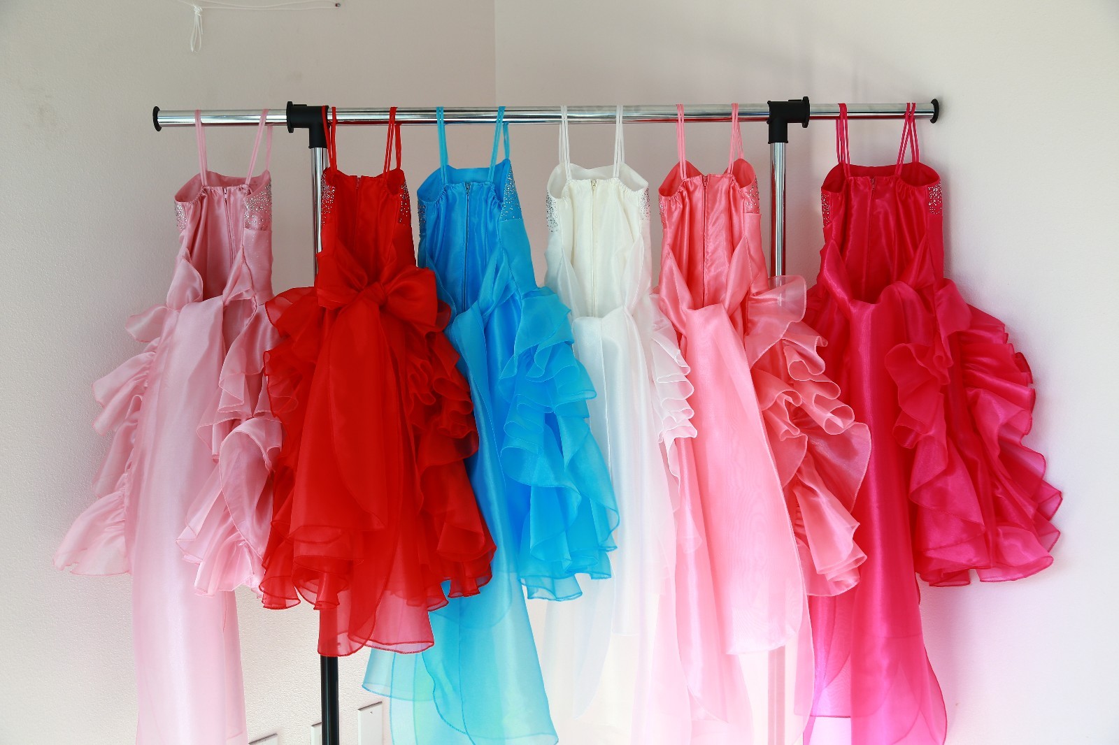 Organza Pleated Ruffled Flower girl dress Junior Bridesmaid Christmas Pageant