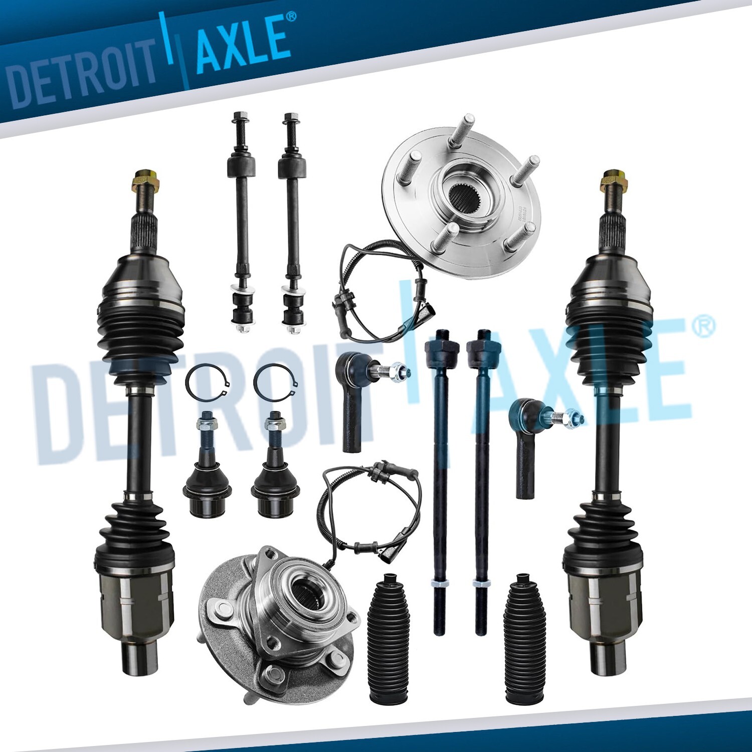 4WD Front CV Axles Wheel Bearing Hubs Suspension Kit for 2013 - 2018 Ram 1500