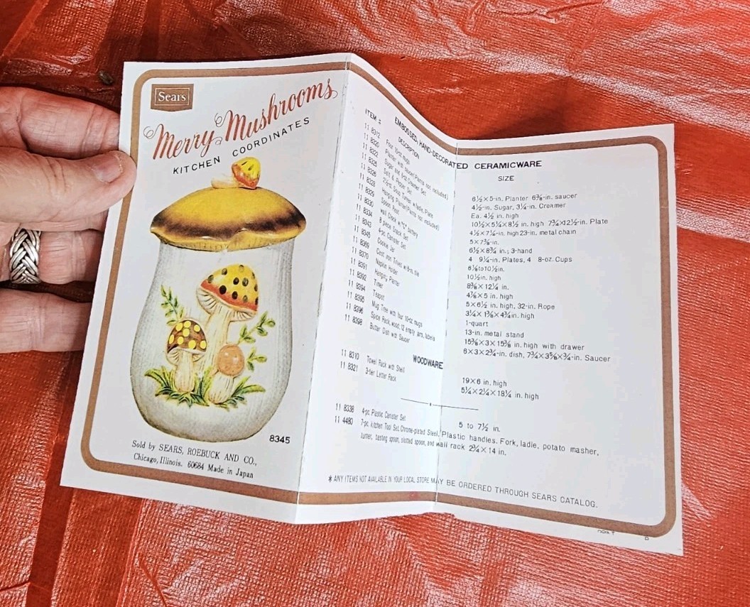 SEARS MERRY MUSHROOM PRODUCT CATALOG / FLYER /PAMPHLET COPY ORIG SIZE 10"×5.5"