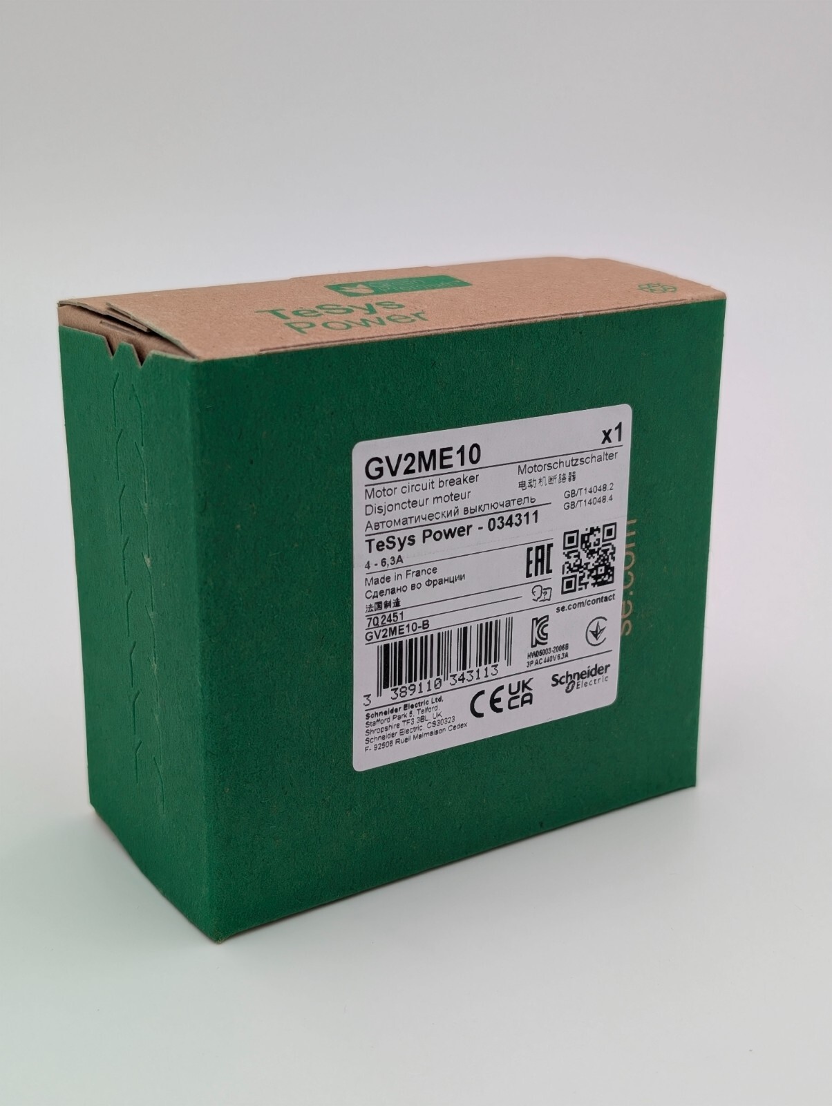 Schneider Electric GV2ME10 Manual Motor Circuit Breaker 3P 4 to 6.3A USA STOCK