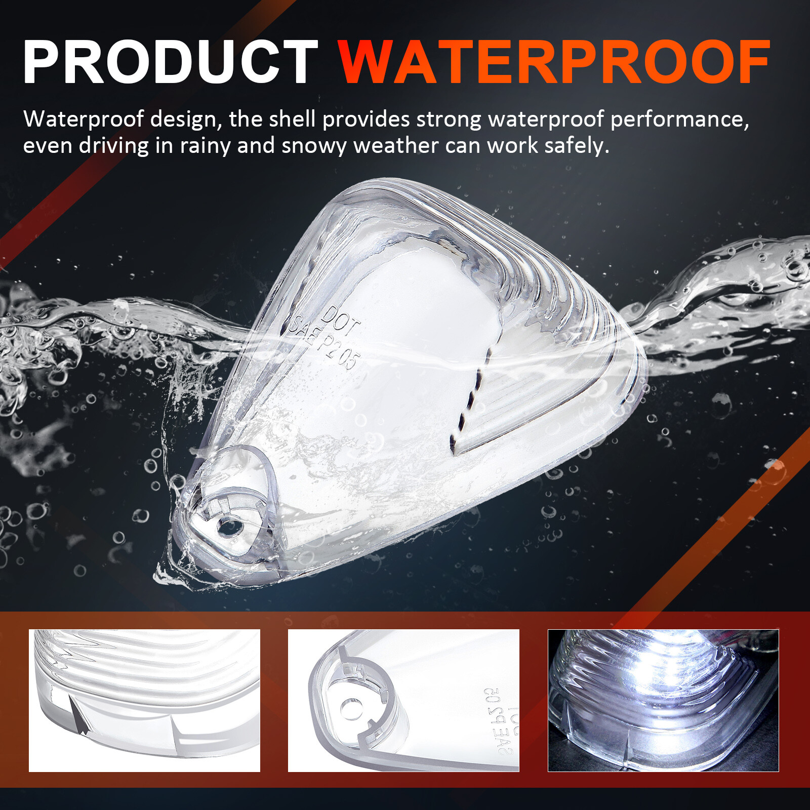 5 Clear Cab Roof Running Marker Light Cover Lens For Ford F-250 F-350 Super Duty