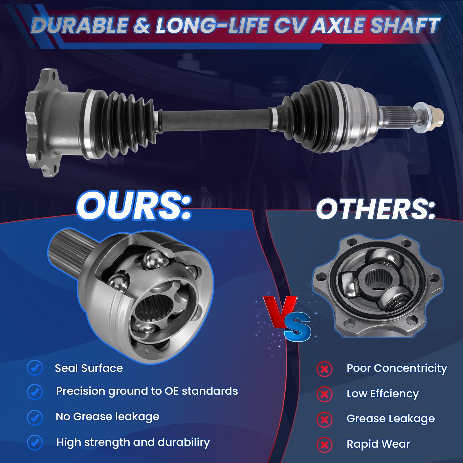 2PCS 4WD 6 LUGFront CV Axle Shaft For GMC Sierra Chevy Silverado Suburban 1500