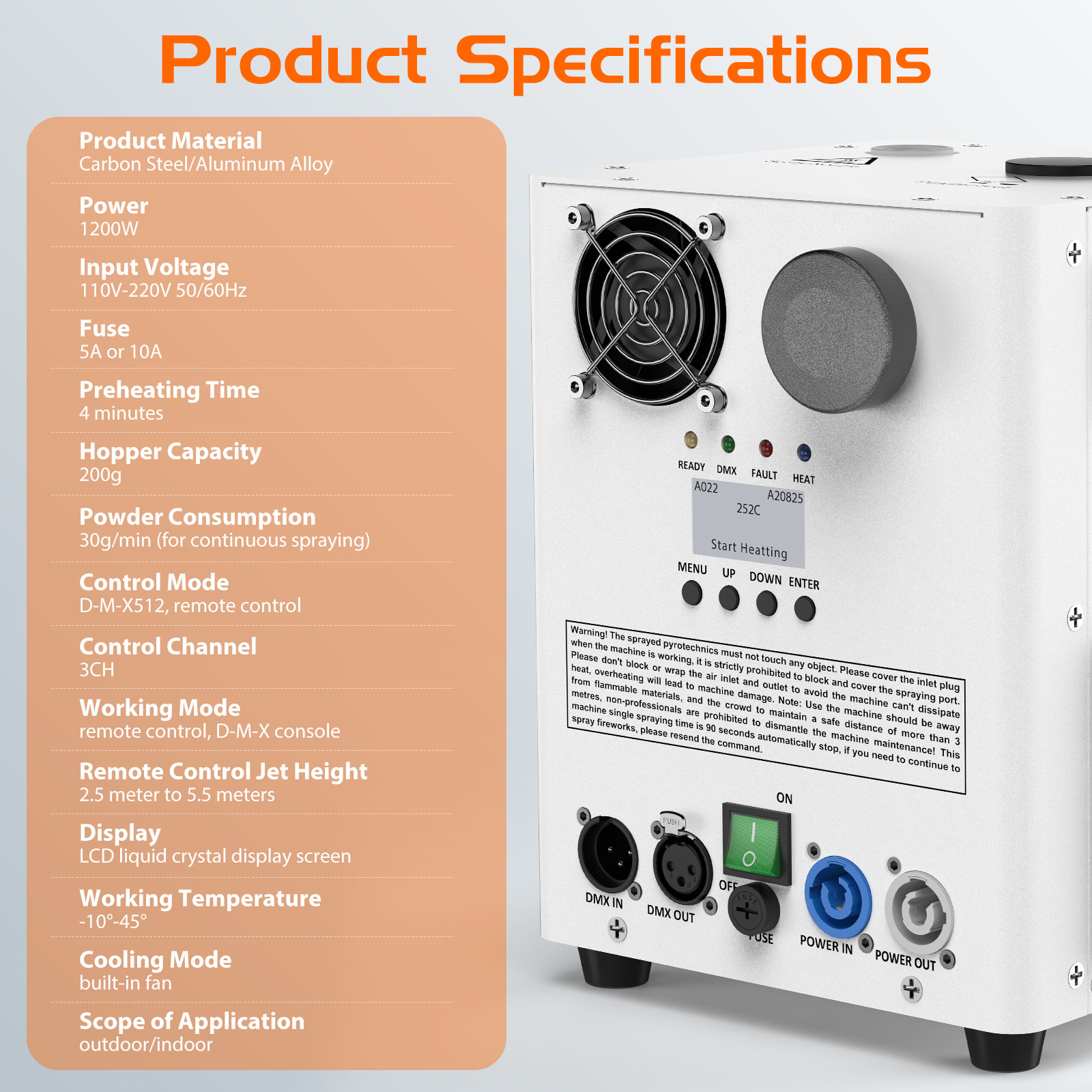 1200W Cold Spark Machine Stage Effect DMX Firework DJ Event Party Wedding