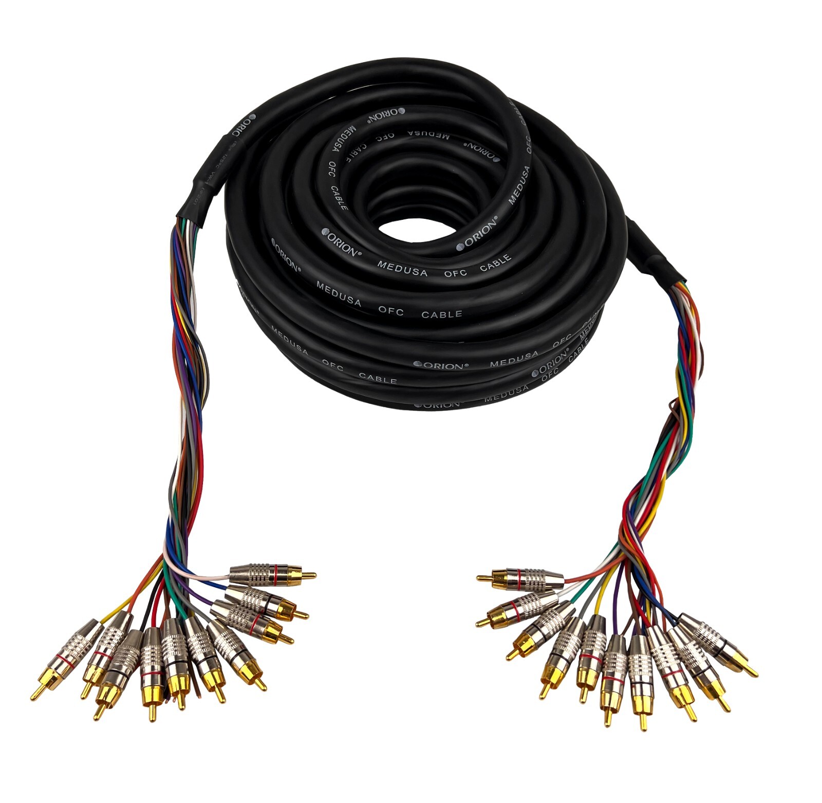 ORION AUDIO Snake Audio Wire 10 Channels RCA OFC Power Medusa Cable 45FT / 60FT