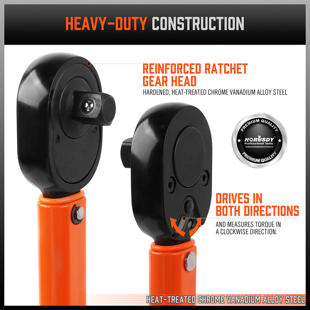 1/2" Drive Click Torque Wrench Snap Socket Ratcheting 10~150 FT-LB/13.6~203.5N-M