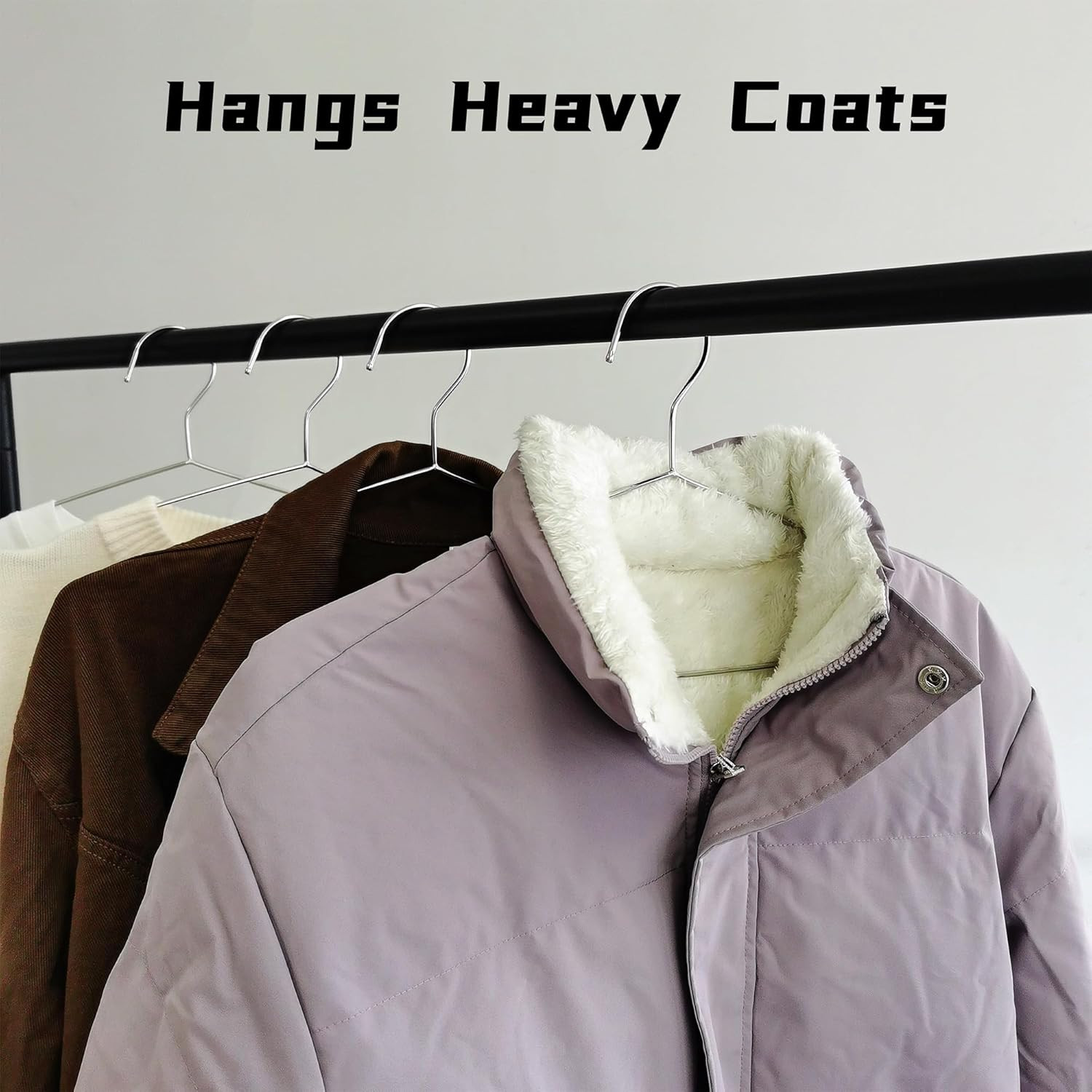 Wire Hangers 30 Pack, Heavy Duty, Space Saving, Stainless Steel, Silver, 16.5Inc