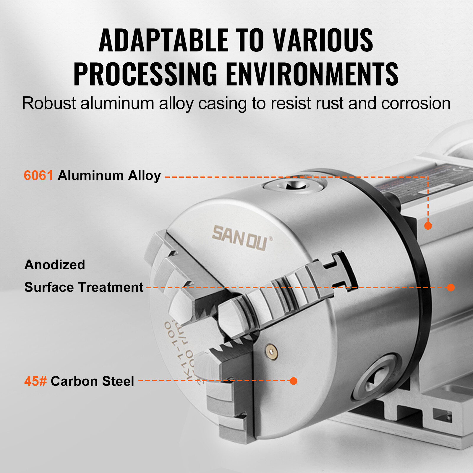 VEVOR Indexing Dividing Head K11-100mm 3-Jaw Chuck Tailstock for CNC Milling