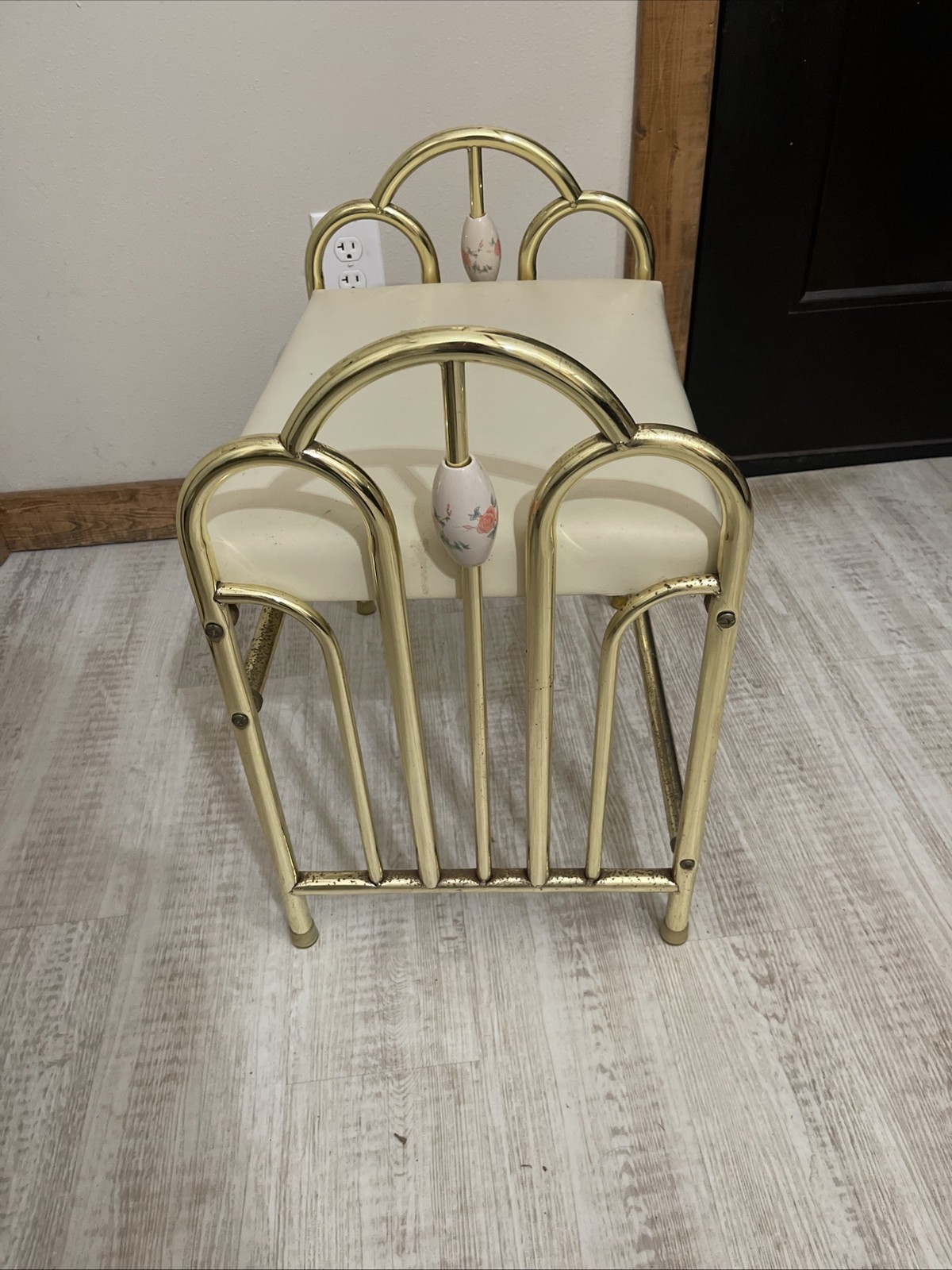 Vintage 1980s Rosalco Hollywood Regency Style Vanity Chair/Bench/Stool Commodore