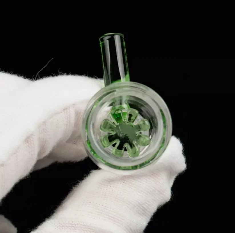 2P 14mm Male Glass Slide Bowl With Snowflake Screen Head Piece For Glass Bong*=*