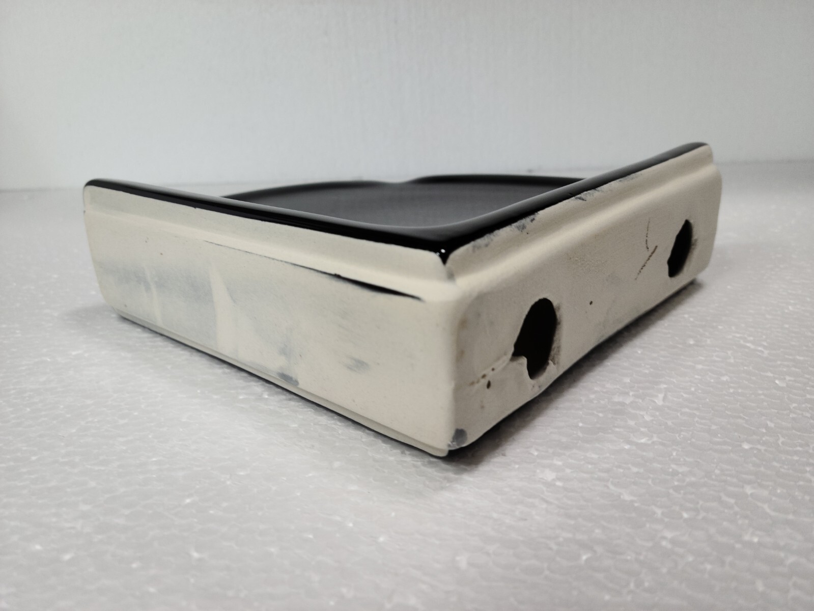 Vintage Black Ceramic Shower Tile Corner Tray Soap Dish Shampoo Holder Caddy