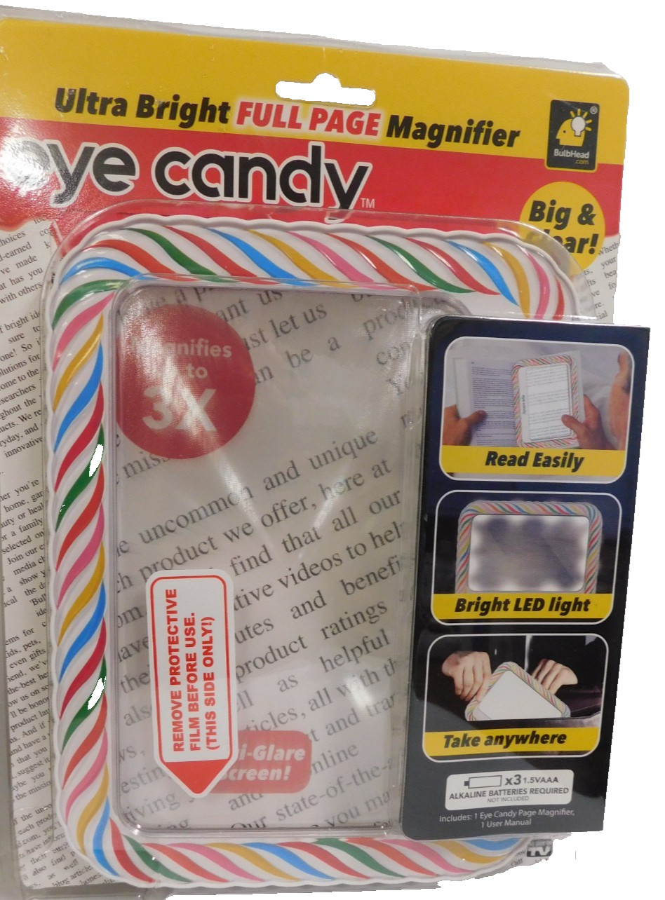 Eye Candy Ultra-Bright Full-Page Magnifier, As Seen On TV, Magnifies Up to 3X