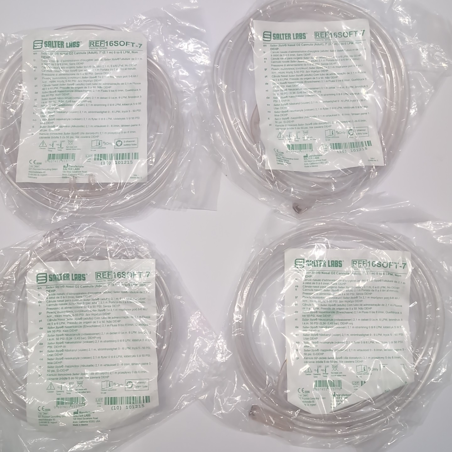 Lot of 4x NEW Sealed 16SOFT-7 Nasal Cannula w/ 7' Oxygen Supply Tubing