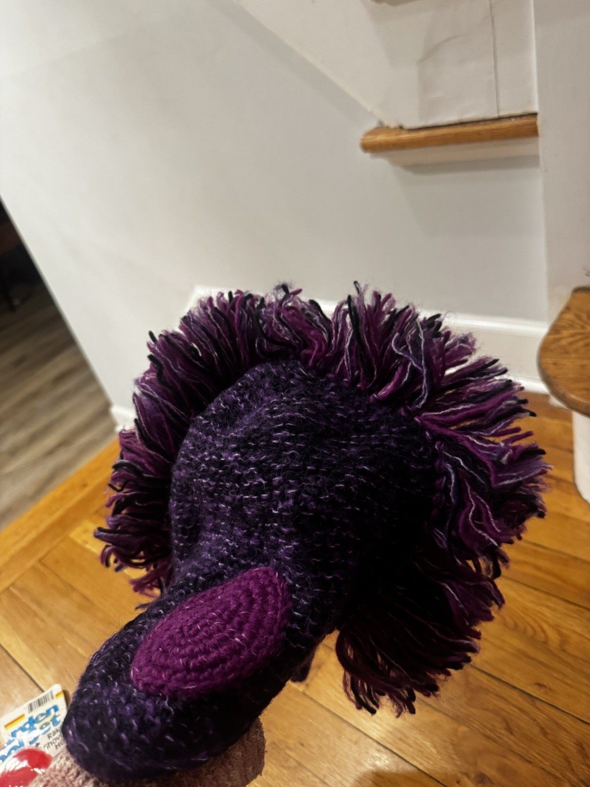 Nirvanna Designs Purple Knit Mohawk Hat Handmade Wool Adult OSFM Nepal