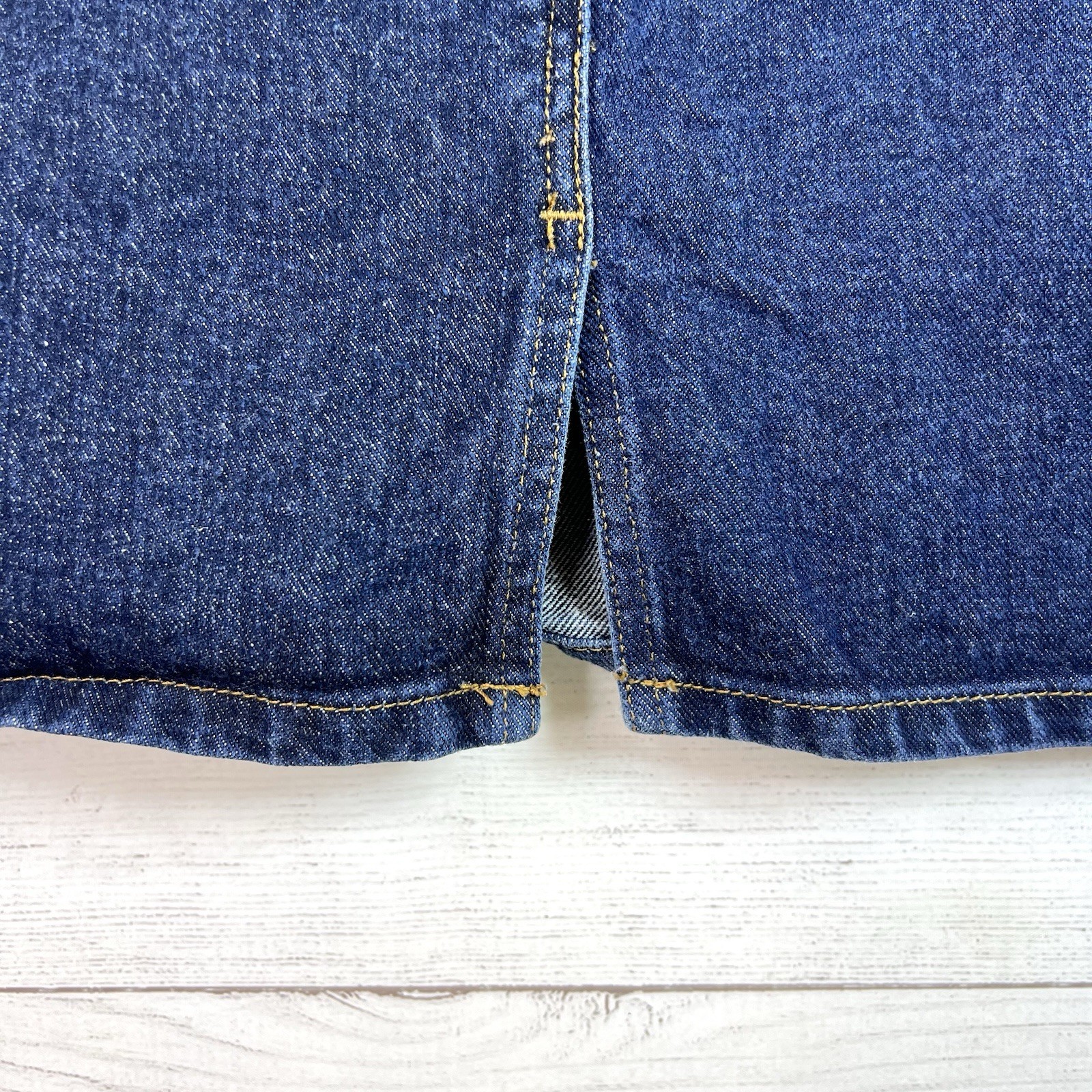 Vintage L.E.I Blue Denim Jean Mini Skirt Size 13 Y2K 90s Cotton Dark Wash