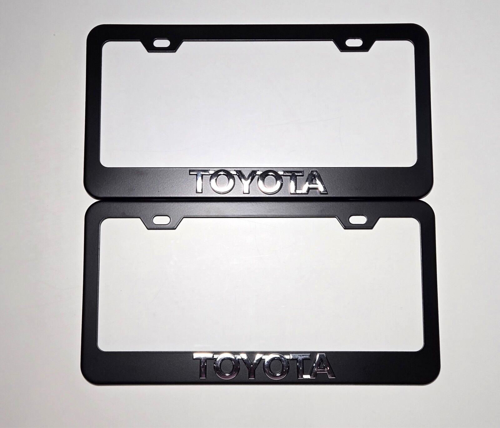 2 pcs Black License Plate Frame for 3D silver - Toyota- Logo