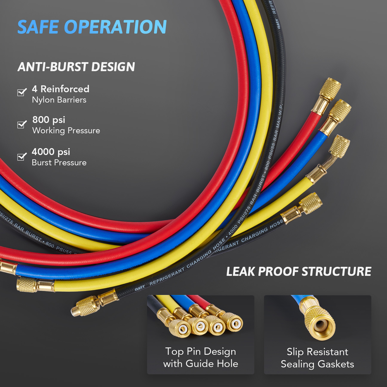 OMT AC R1234YF Gauge Set Automotive 4 Valve Manifold Gauge Kit Freon Charging US