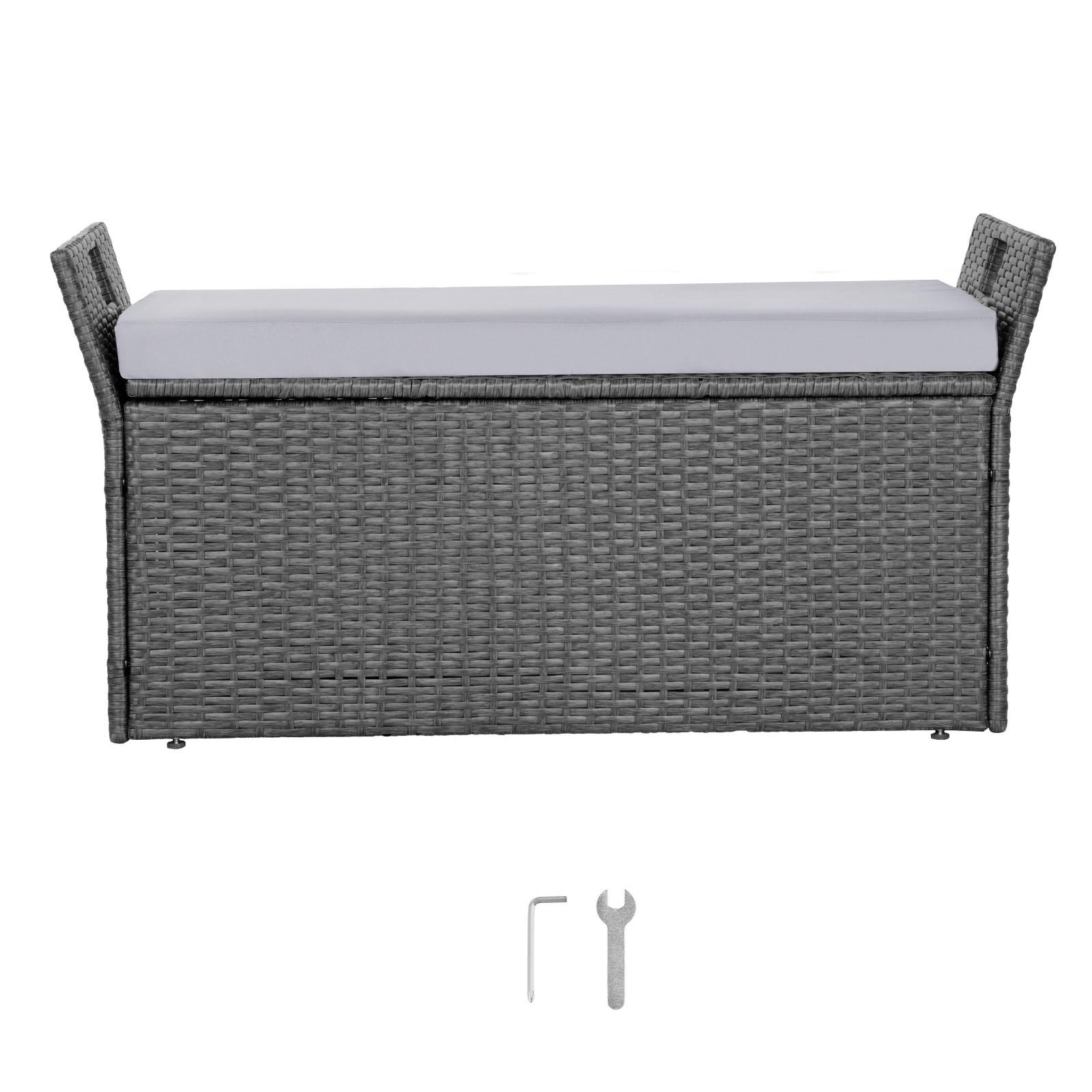 Outdoor Storage Bench PE Rattan 40Gal Deck Box Waterproof Outdoor Seat & Storage