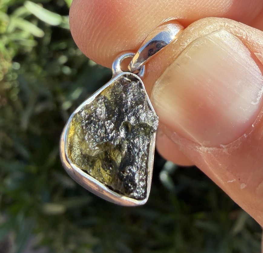 Moldavite Tektite Pendant, Czech Republic, Authentic Moldavite, 1.83g